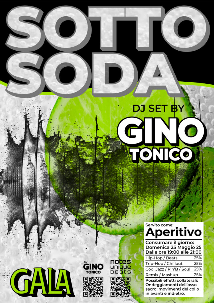 The flyer of an event with Dj Gino Tonico performing